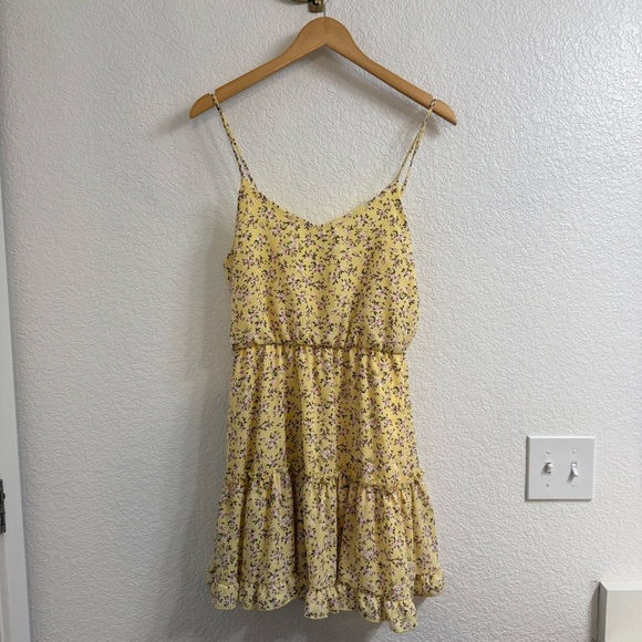 Altar’d State Yellow Floral Mini Dress Size Large - Picture 1 of 3
